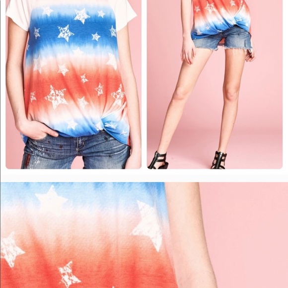 Red blue tie dye top - Picture 4 of 4